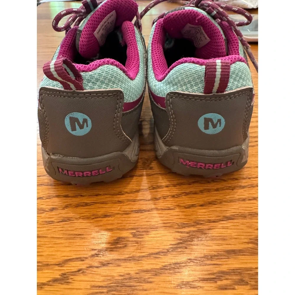 Merrell Chameleon Low Lace Waterproof Girls Hiking Shoes Brown Teal 13M MC52379